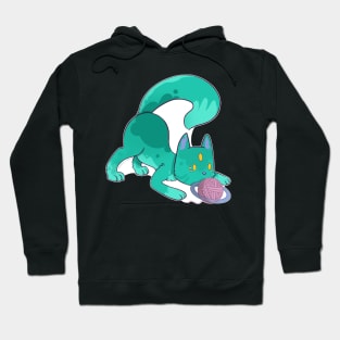 Space Cat - Alien Blue Green Hoodie